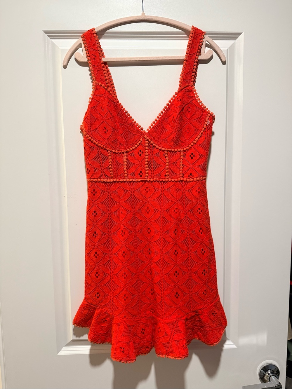 Angel Biba Coral Red Lace Dress Medium